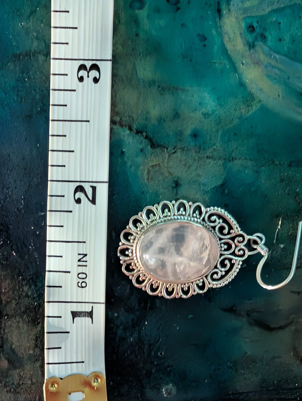 Antique Style Earrings 925 Sterling Silver Pink Rose Quartz Filigree Earrings - Picture 10 of 12